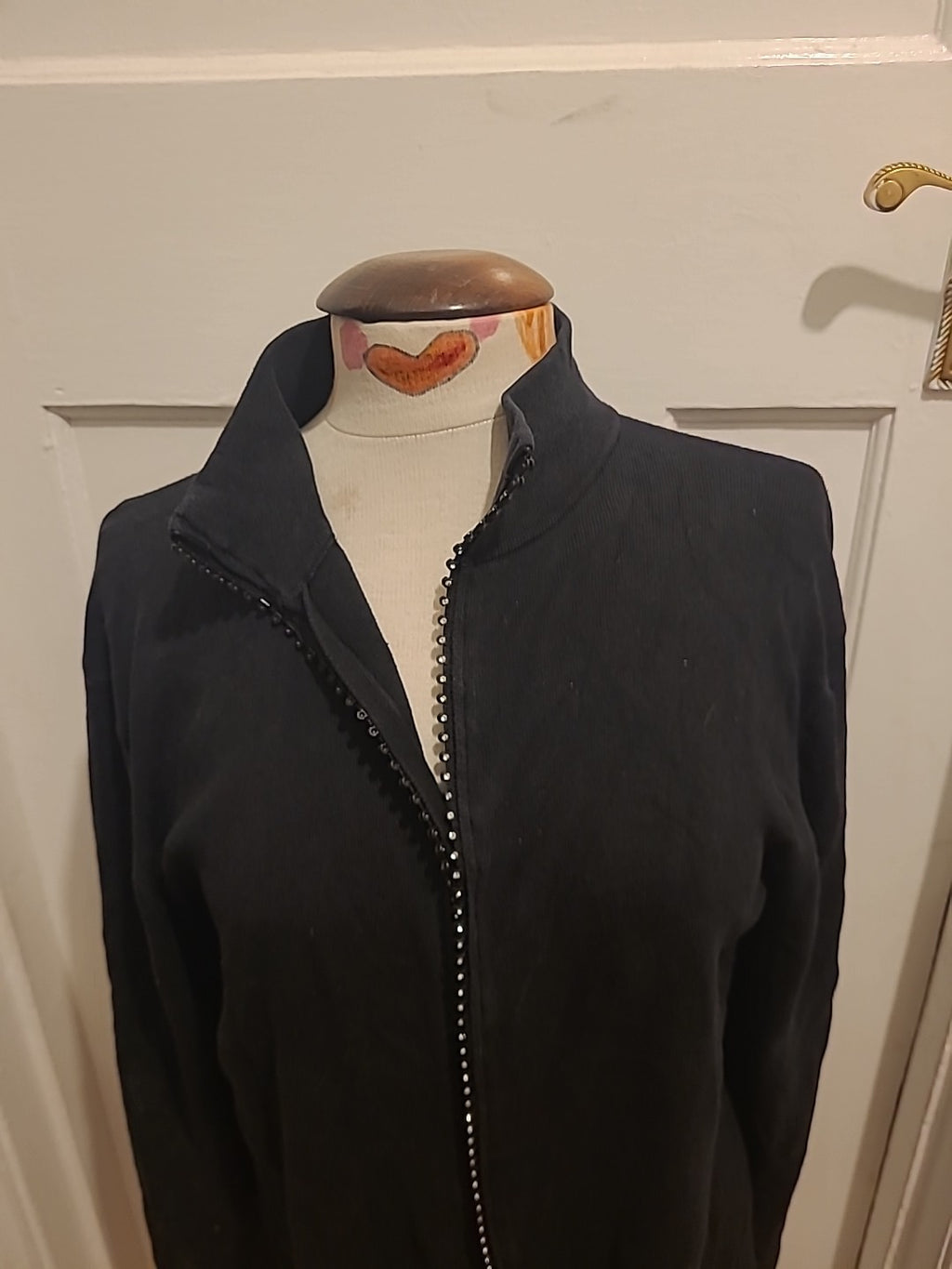 Ladies Chico Design Size Large Black Long Sleeved Zip Through Jacket
