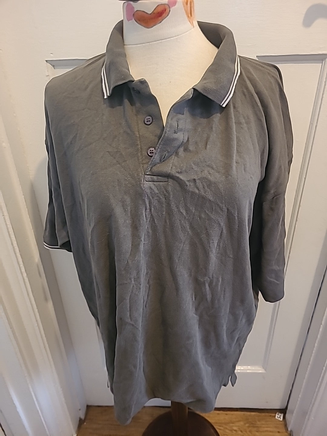 Mens Cedarwood State Size XL Grey With White Short Sleeved Polo