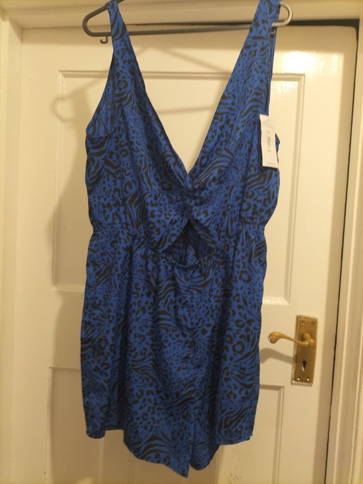 Brand New Ladies New Look Size Medium Blue And Black Animal Print Sleeveless...
