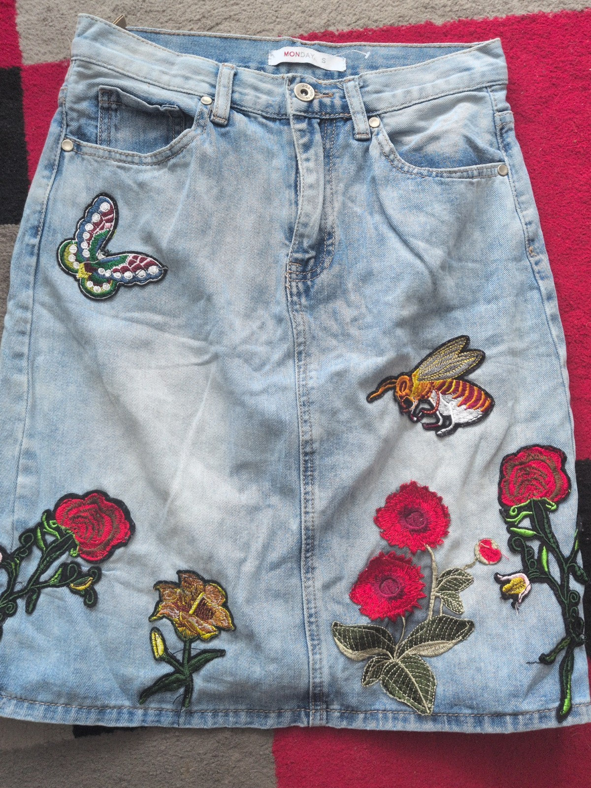Monday Small Denim Floral Skirt
