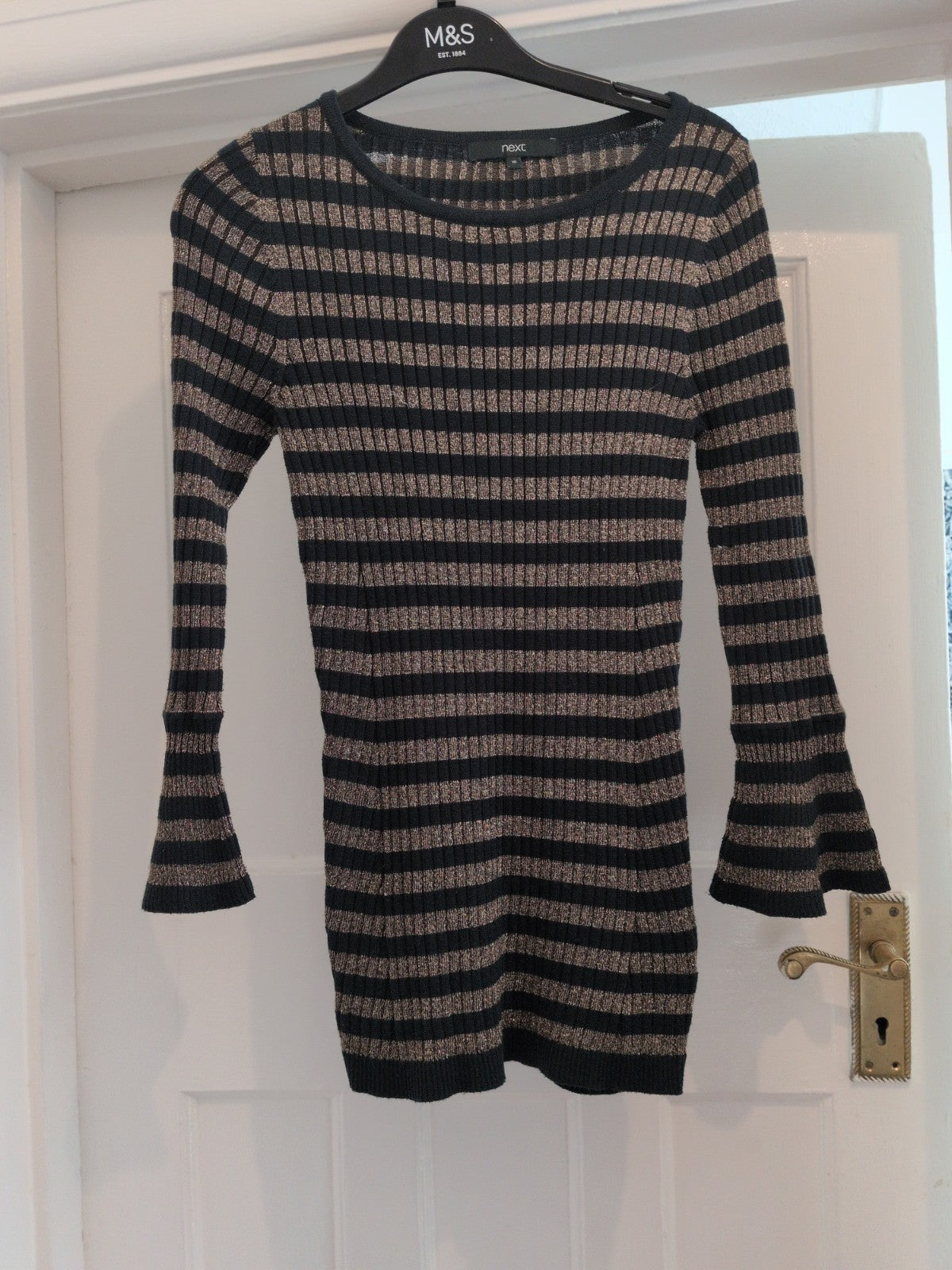 Next 10 Green And Gold Long Sleeve Blouse