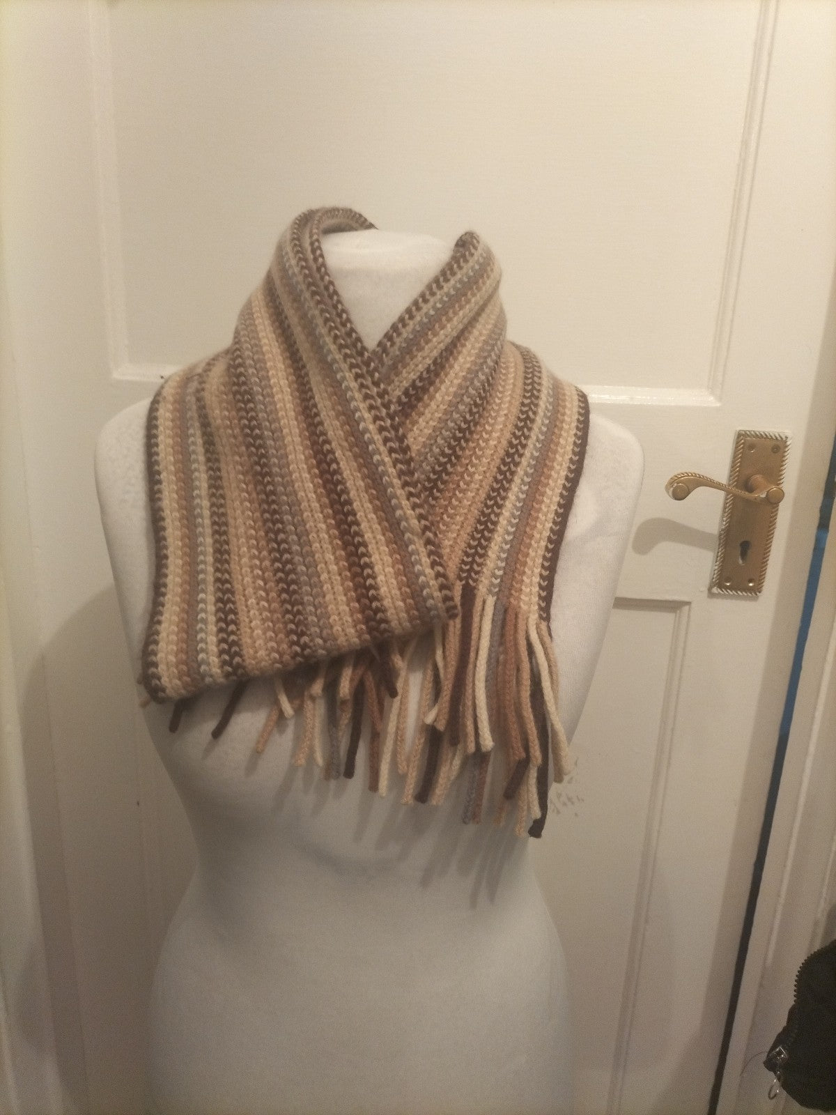 Mens Knitted Beige Toned Scarf