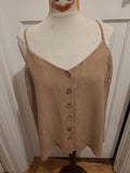 Ladies New Look Size 14 Brown Buttoned Sleeveless Blouse