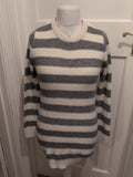 Hudson&Rose Medium Grey And Cream Stripe Jumper Dress