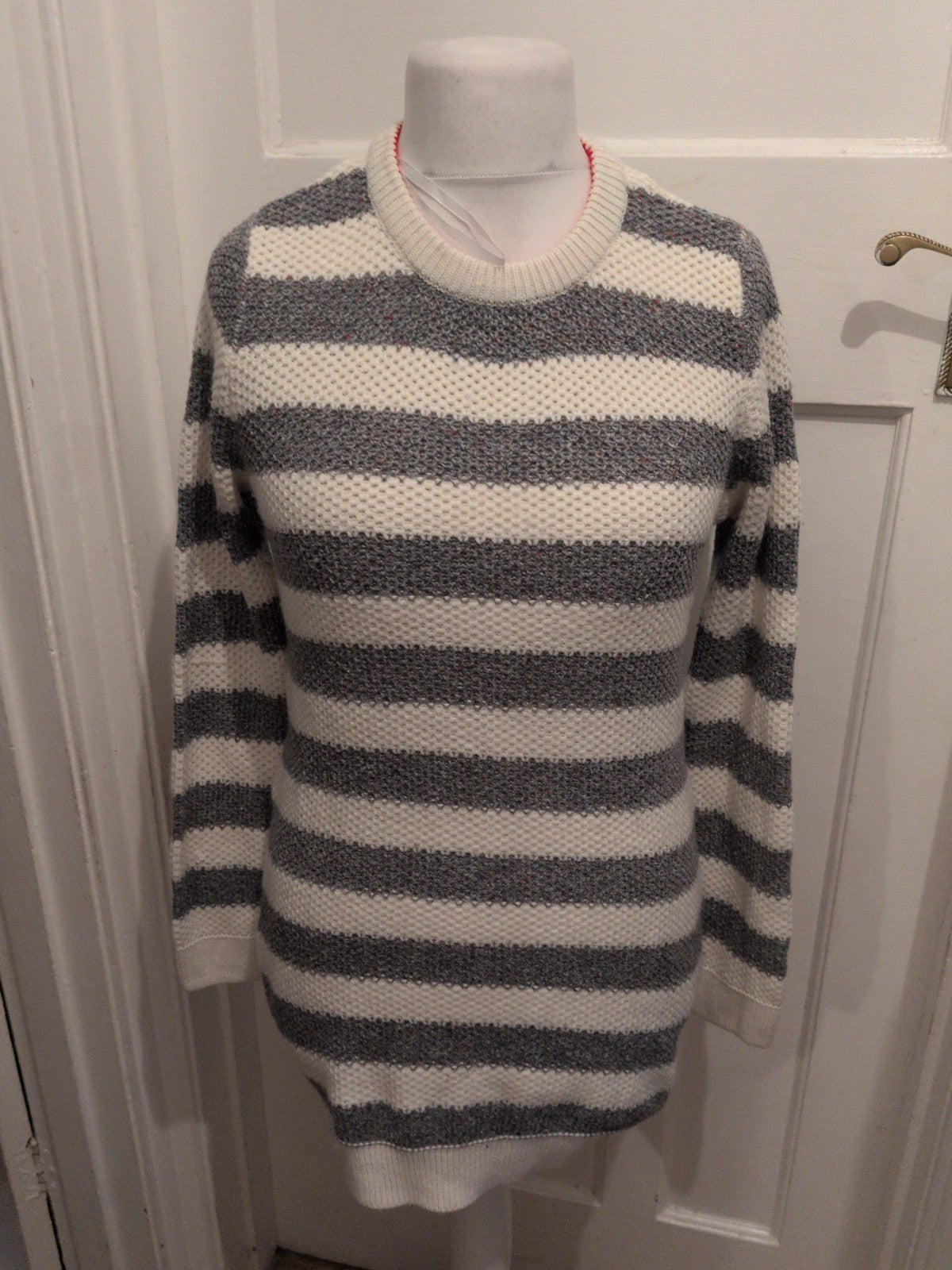 Hudson&Rose Medium Grey And Cream Stripe Jumper Dress