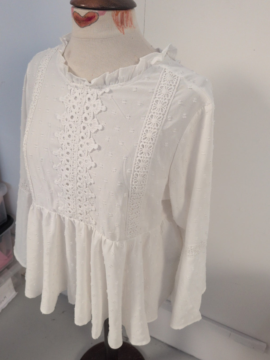 Small White Flowy Long Sleeve Blouse