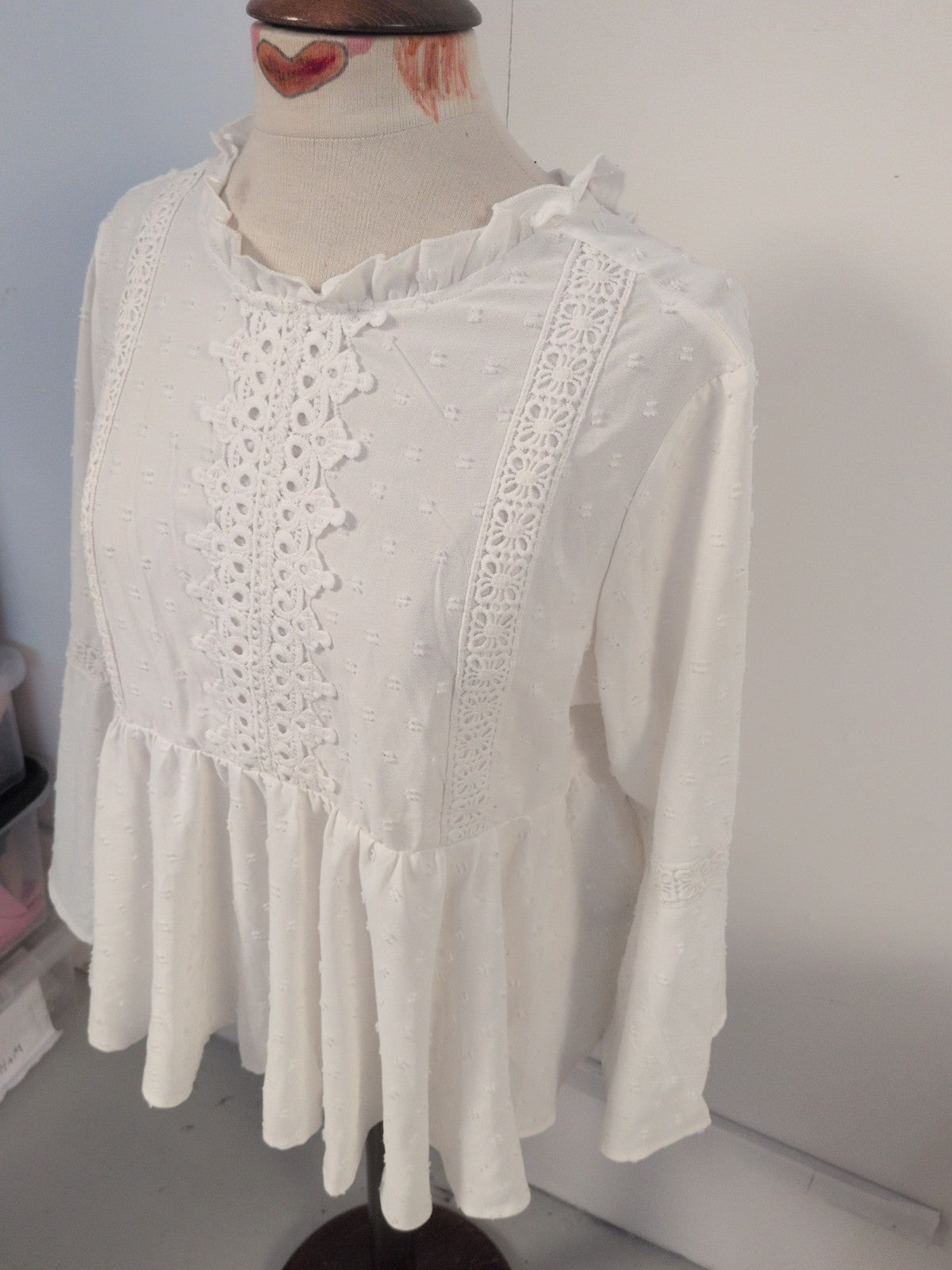 Small White Flowy Long Sleeve Blouse