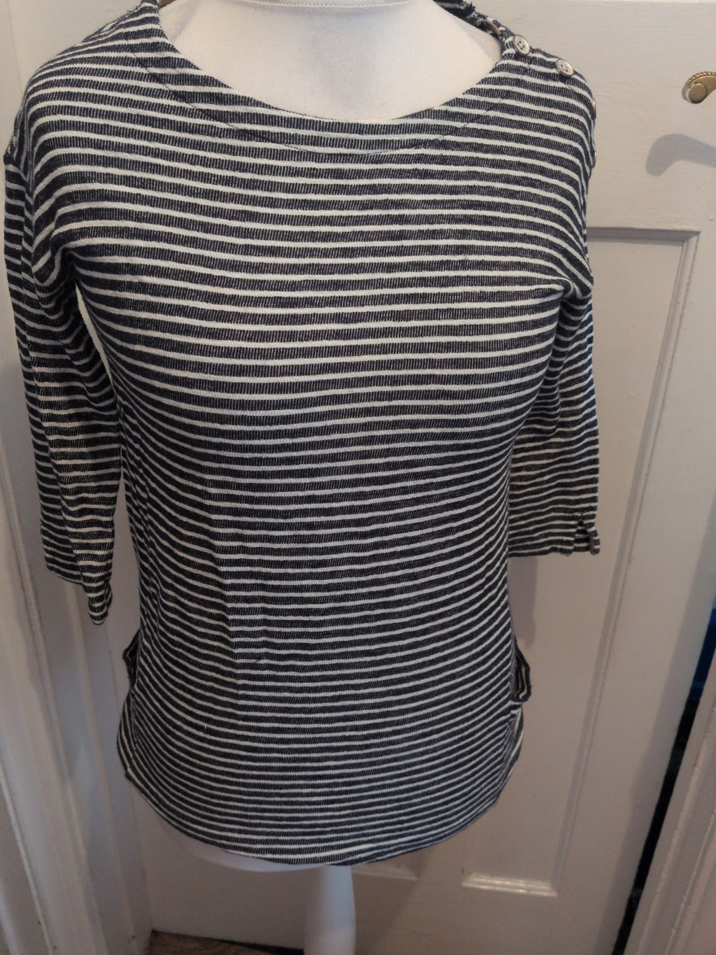 Next 8 Navy Stripe Long Sleeve Longline Top