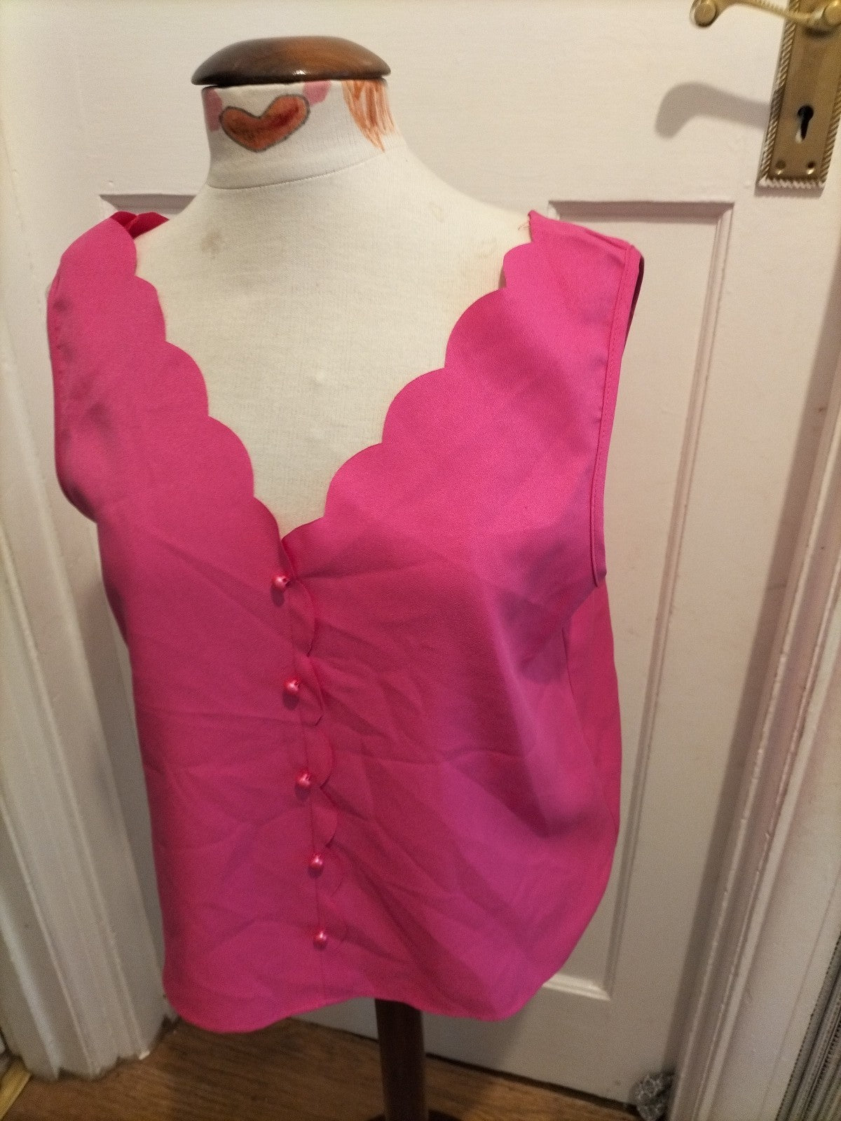 Ladies Shein Size Large Pink Sleeveless V Neck Blouse
