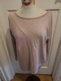 Ladies John Rocha Size 12 Pink Fleck Long Sleeved Blouse Aysemetric Hem