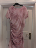 Primark Large Pink Lined Ruched Dress Short Sleeve Midi