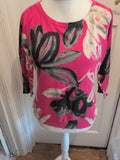 Ladies Next Size 14 Pink Flower 3/4 Sleeve Jumper