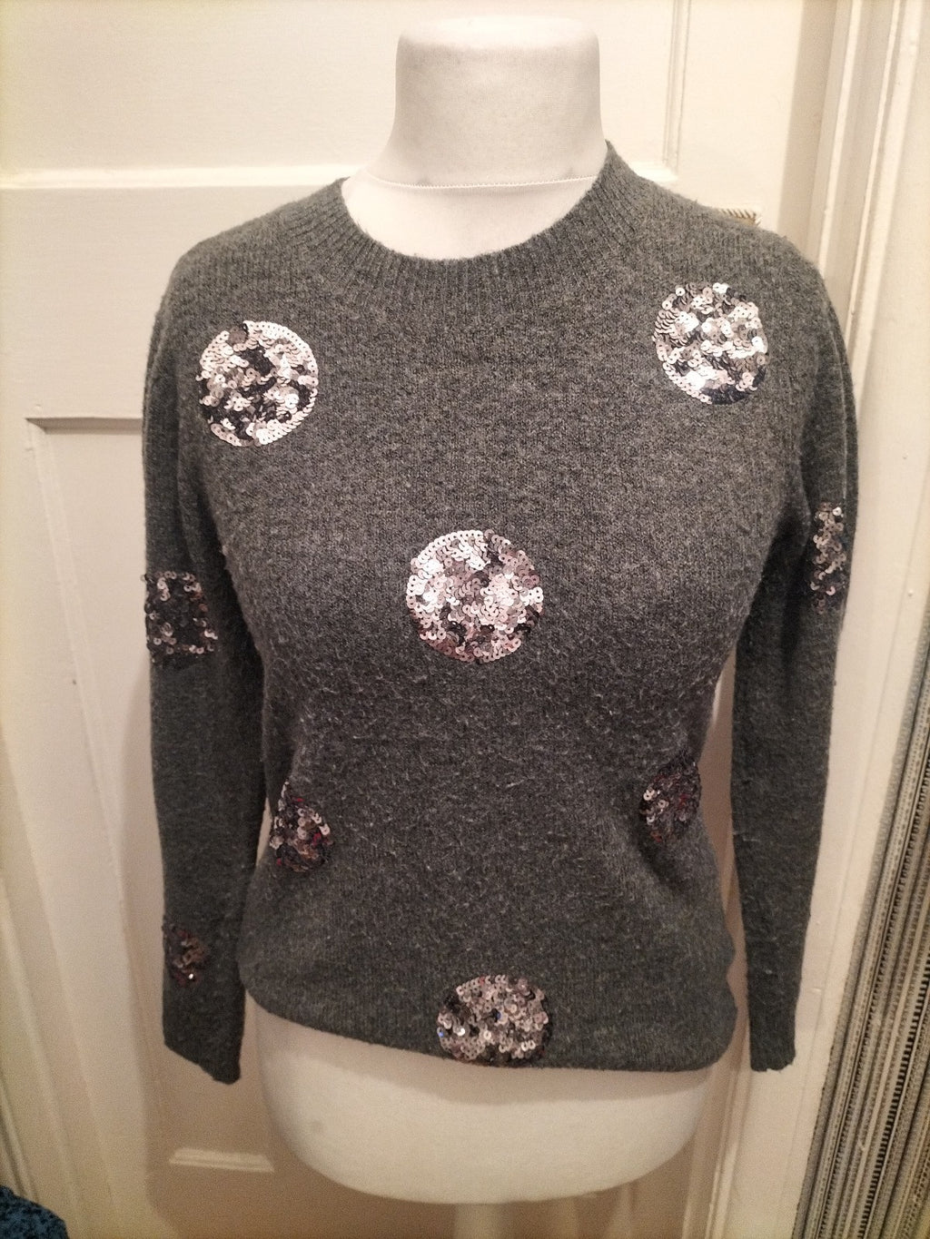 Tu 10 Grey And Silver Sequin Long Sleeved Jumper