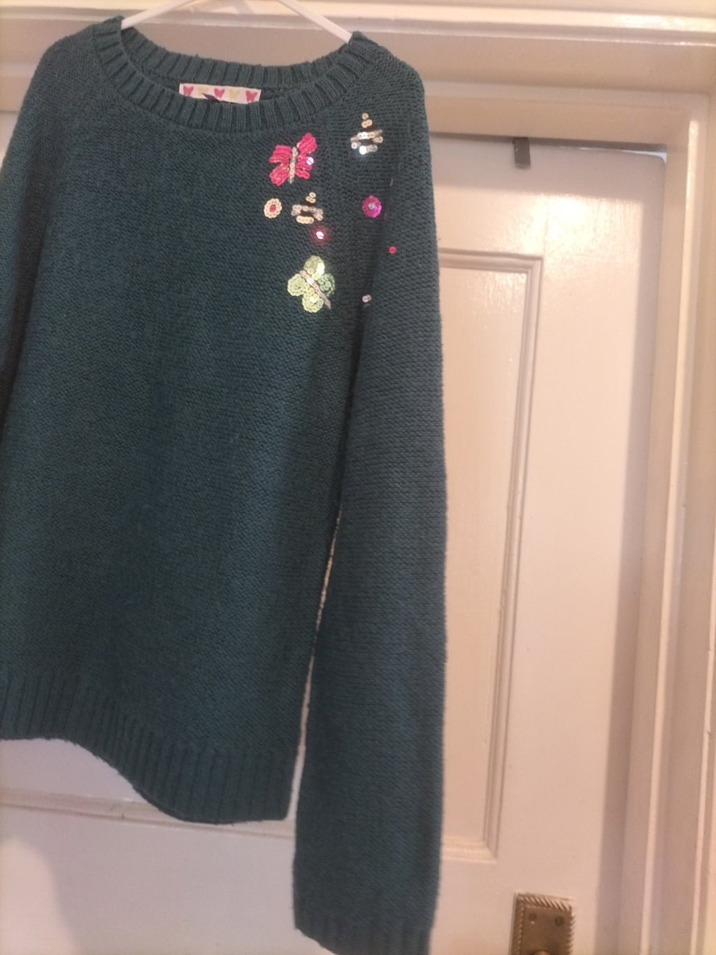 Girls John Lewis 9 Years Green Long Sleeved Pullover Jumper
