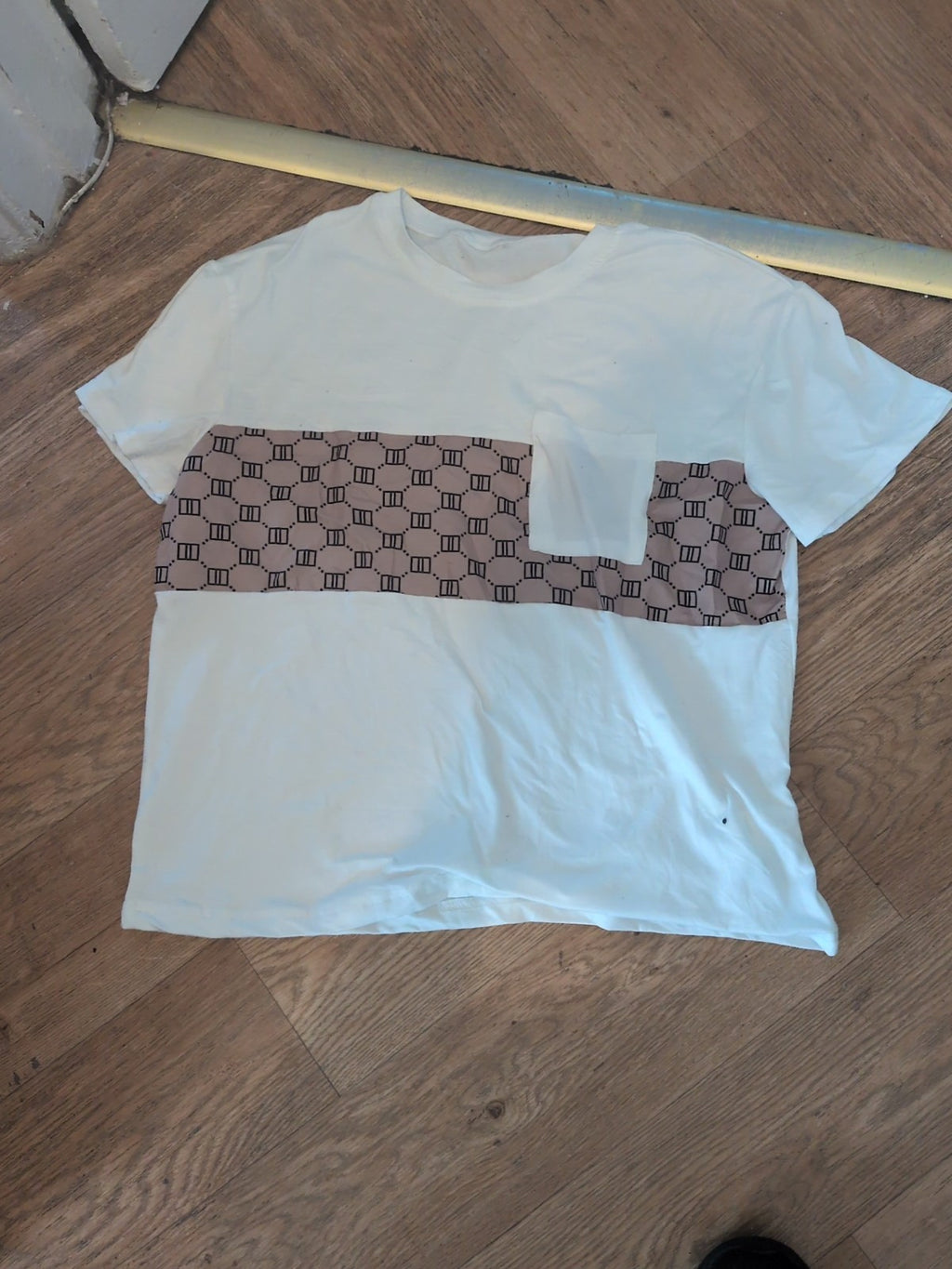 Shein 13-14 Years Brown And White Short Sleeve T-shirt