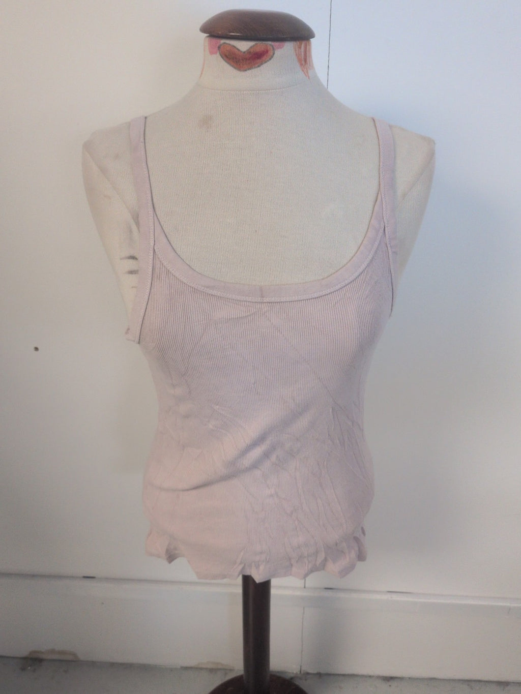 Ladies H&M Basics Size Medium Pale Pink Sleeveless T-shirt Brush Rib