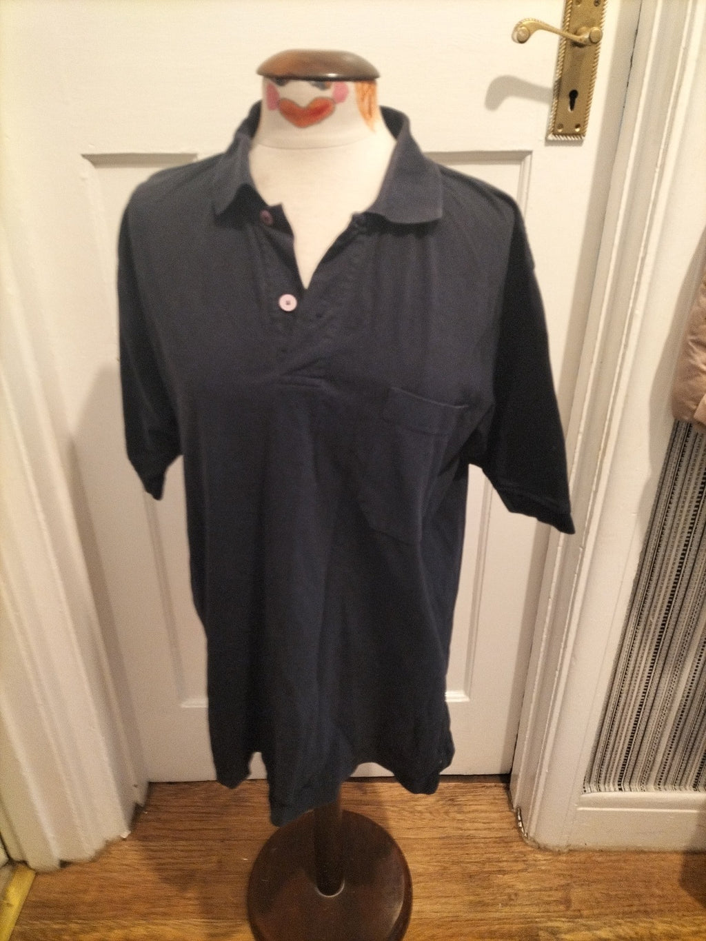 Mens RedGreen Size Large Navy Short Sleeved Polo