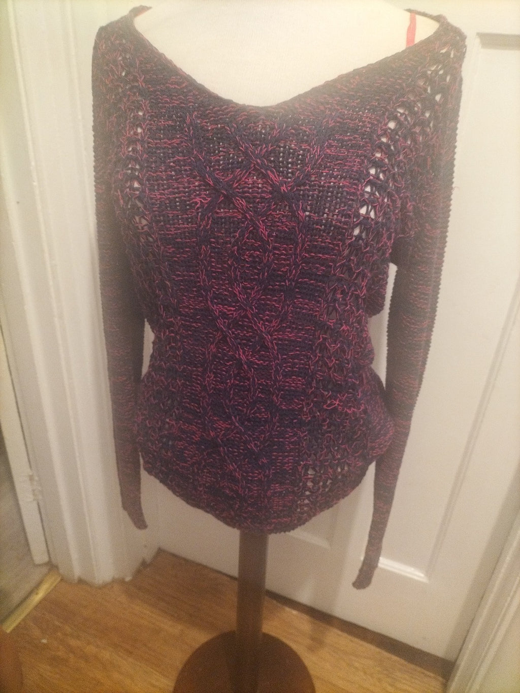 Ladies F&F Size 10 Deep Purple/Pink Long Sleeved Pullover Jumper