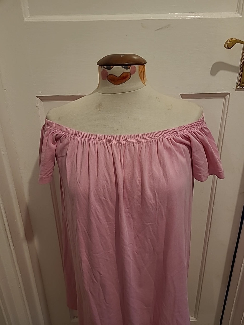 Ladies Red Herring Size 10 Pink Short Sleeved Midi Dress Elasticated Hem