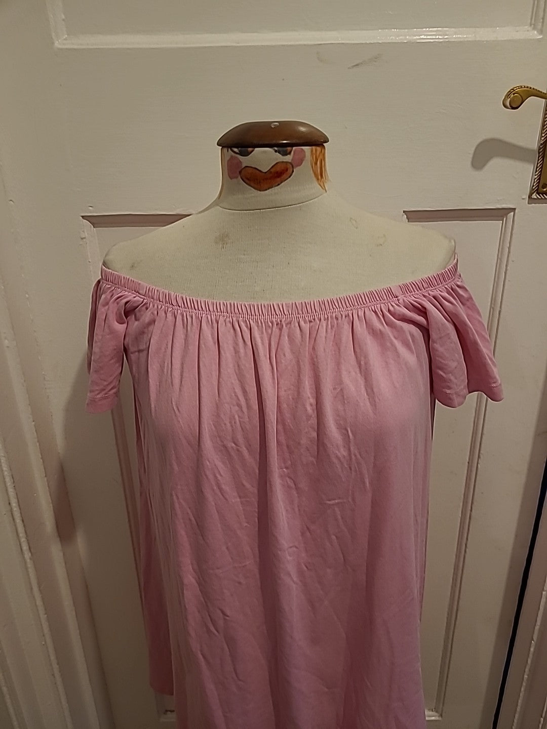 Ladies Red Herring Size 10 Pink Short Sleeved Midi Dress Elasticated Hem
