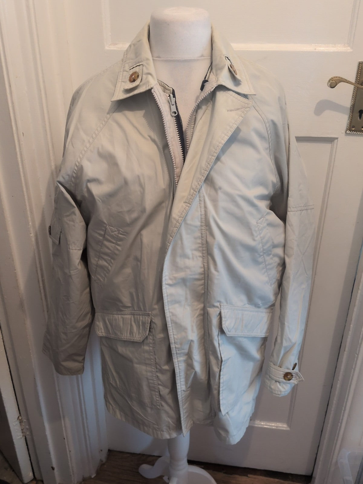 St Michael Medium Cream With Tartan Lining Bomber Jacket