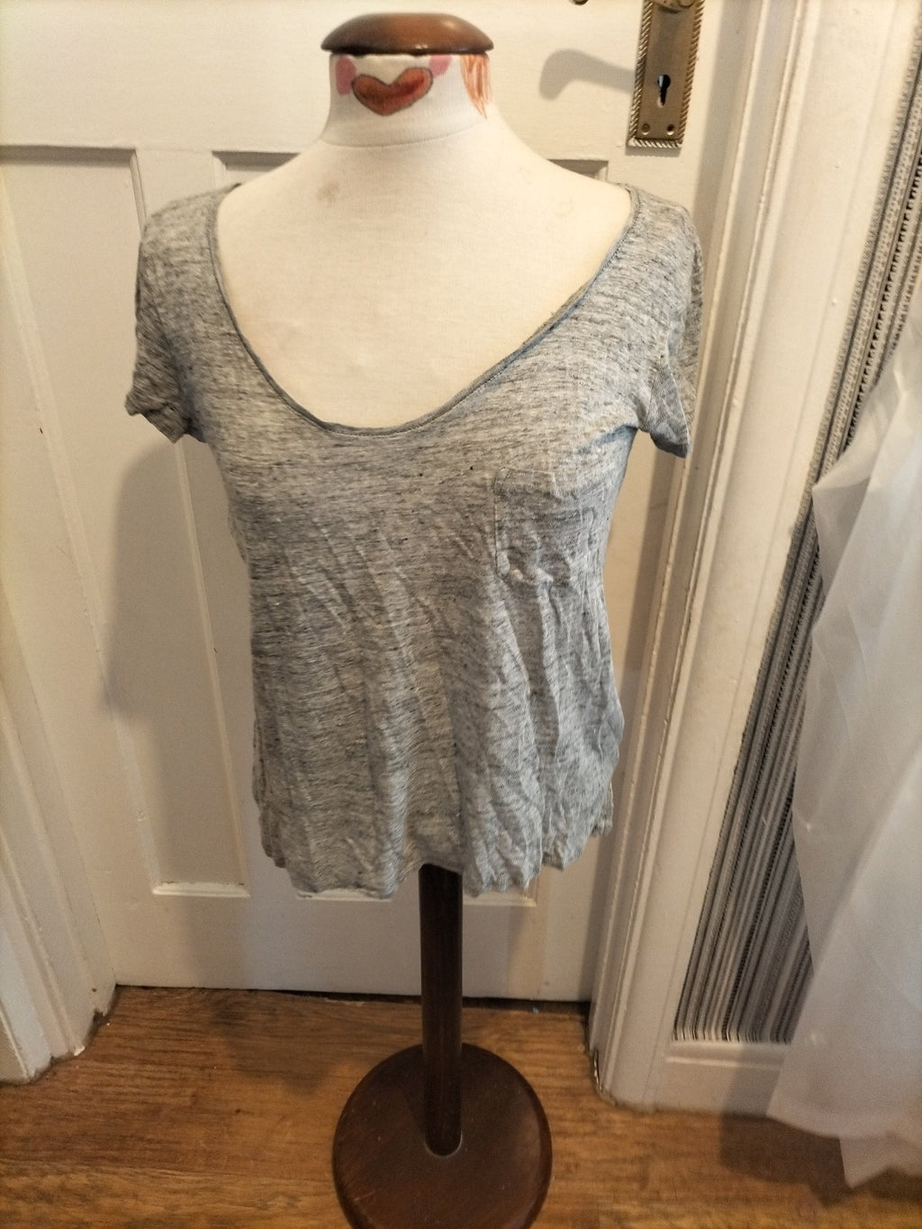 Ladies Next Size 8 Grey Scoop Neck Short Sleeved Tshirt