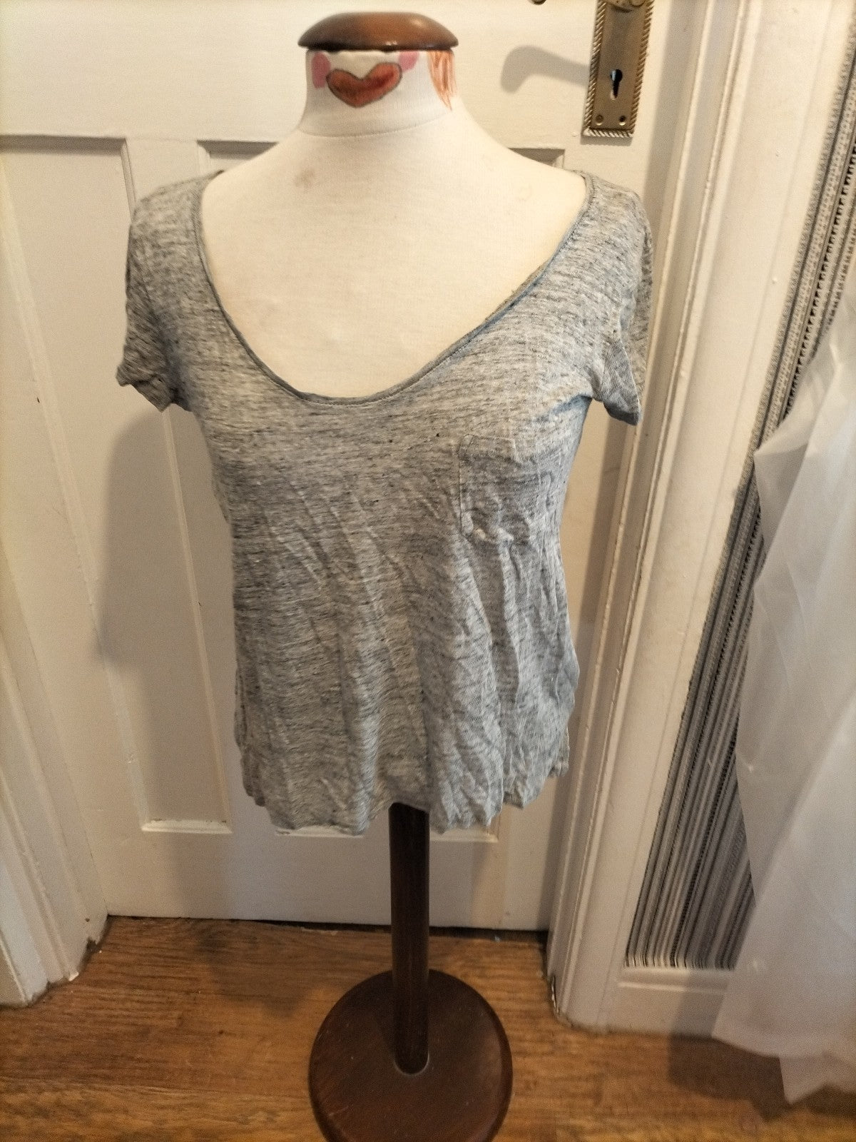 Ladies Next Size 8 Grey Scoop Neck Short Sleeved Tshirt