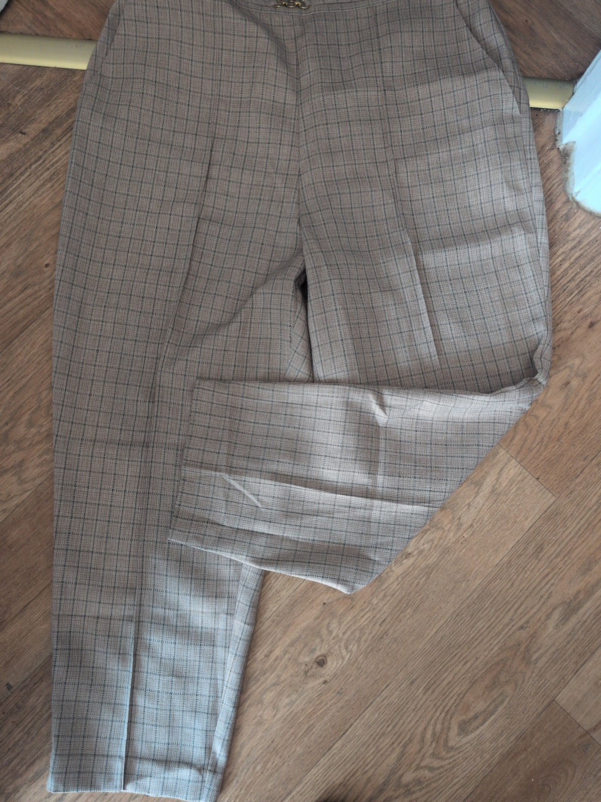Classics 20 Pale Brown Check Elasticated Trousers
