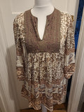 Ladies Warehouse Size 10 Brown And Cream Long Sleeved Diamonte Blouse