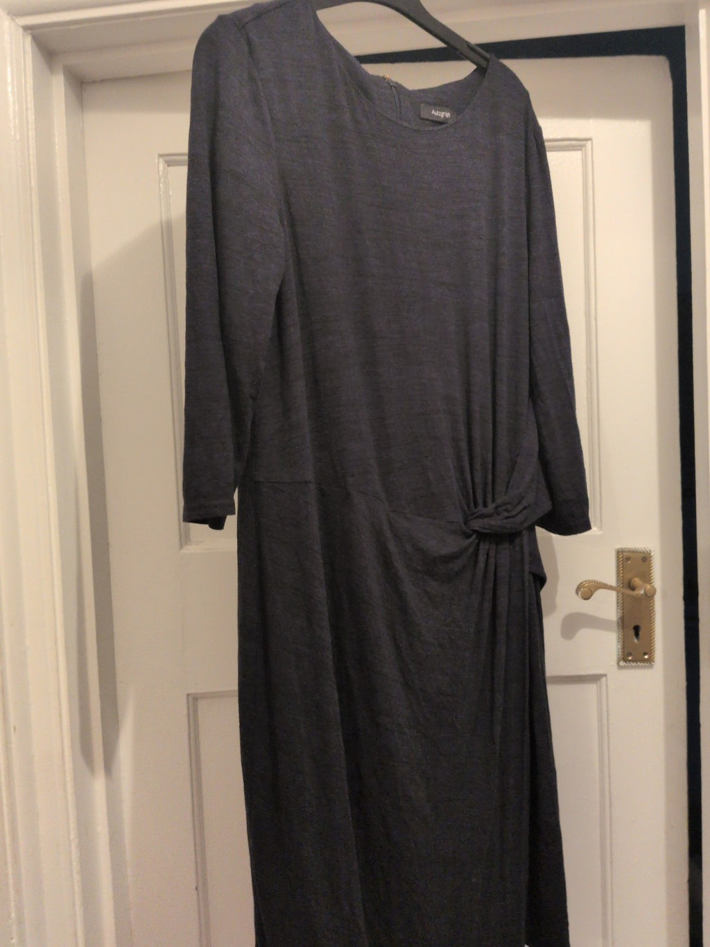 Autograph 16 Navy 3/4 Sleeve Knot Detail Midi Dress