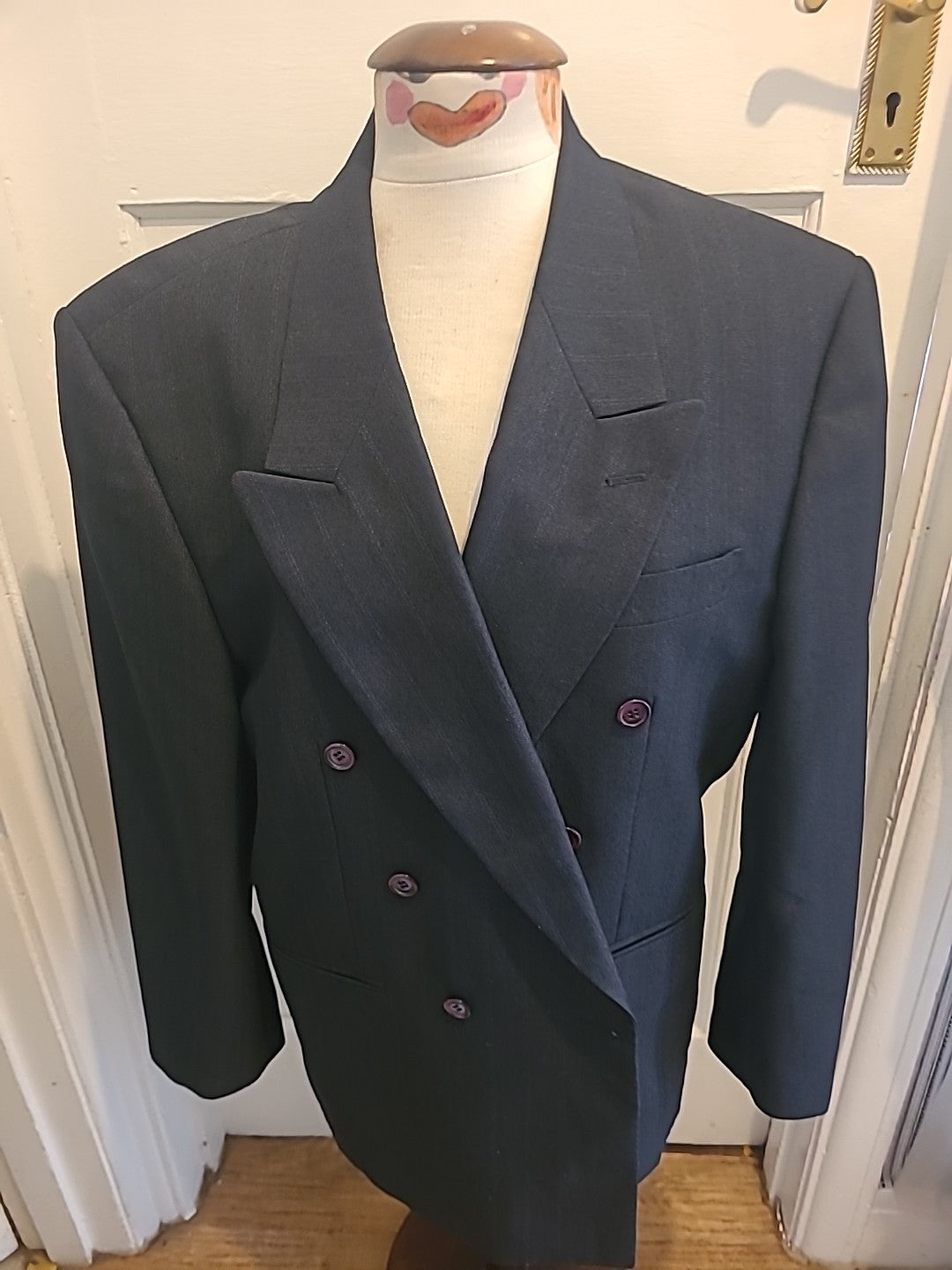 Mens C&A Size 42S Black Navy Lined Padded Blazer