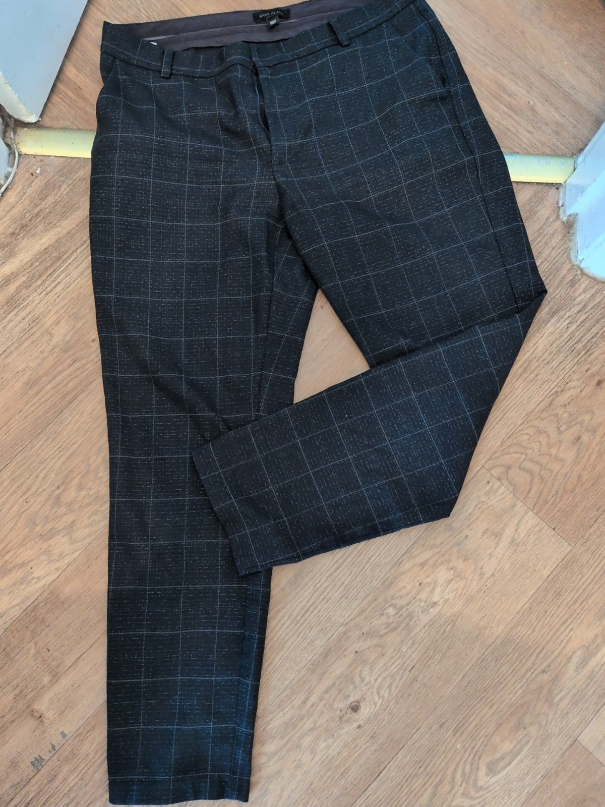 River Island 34L Navy Patterned Trousers