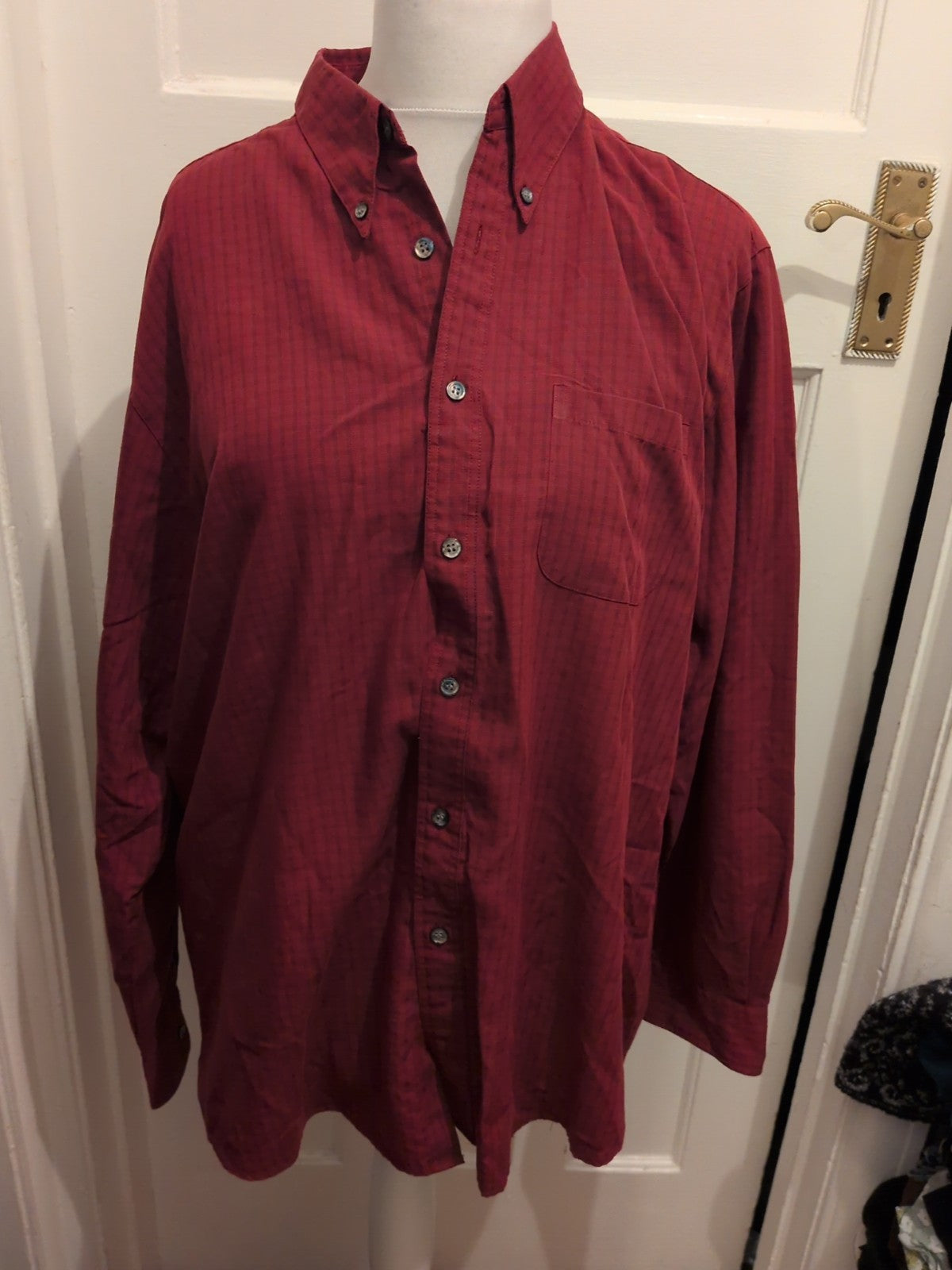 Burton Large Purple With Faint Navy Check Long Sleeve Soft Touch Shirt