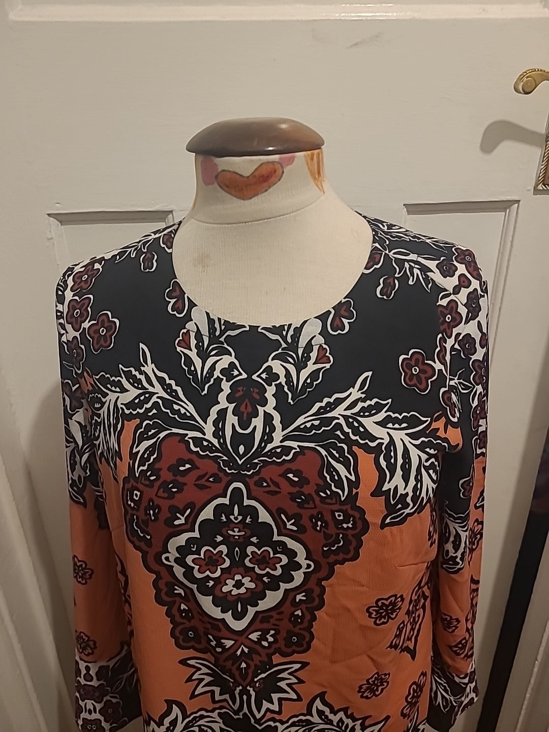 Ladies H&M Size 10/12 Black/Pink/Purple Patterned Long Sleeved Dress