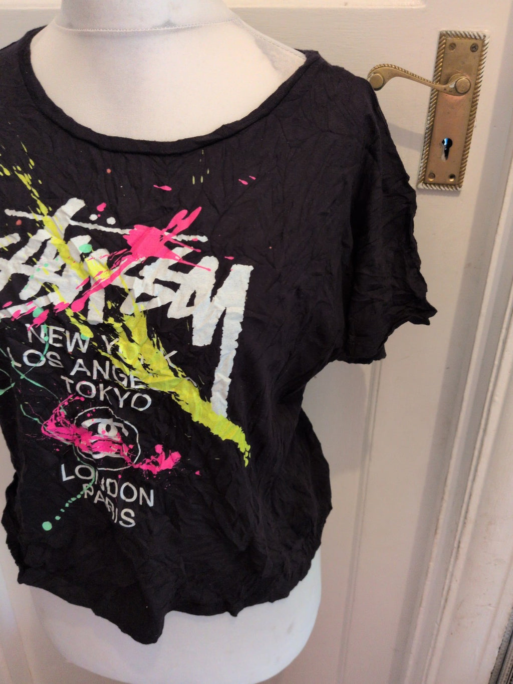 Medium Black Ladies T-shirt Splat Print