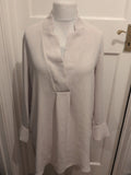 Ladies Chicos Size 2 Beige Long Sleeve V-neck Blouse