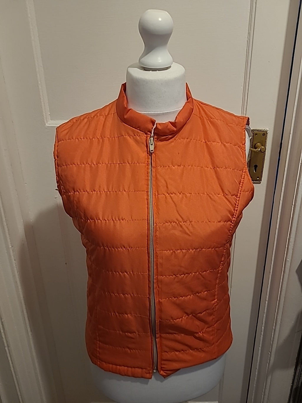 Ladies Size Medium Orange Puffer Jacket Sleeveless