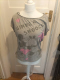 Ladies Disney Size XS Grey And Pink Short Sleeved Pyjama Top