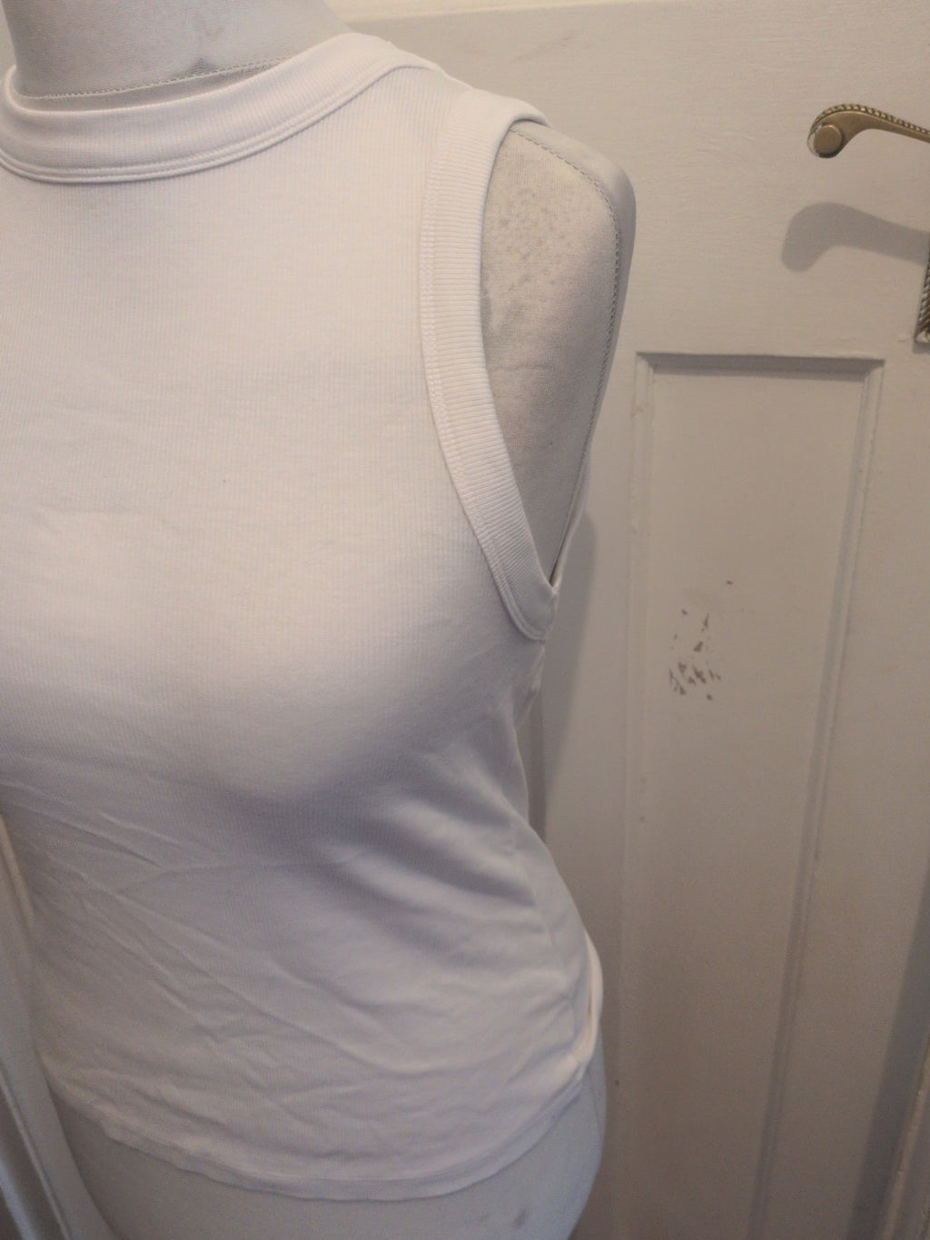 Tu 12 White Rib Vest Tank Top Sleeveless