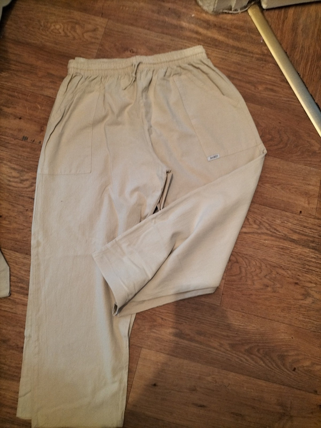 Mens Mabel Size 2XL Stone/Beige Elasticated Trousers