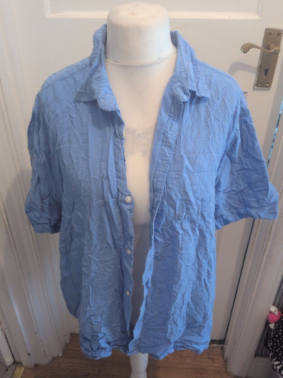 Mens George Size 2XL Blue Short Sleeve Shirt