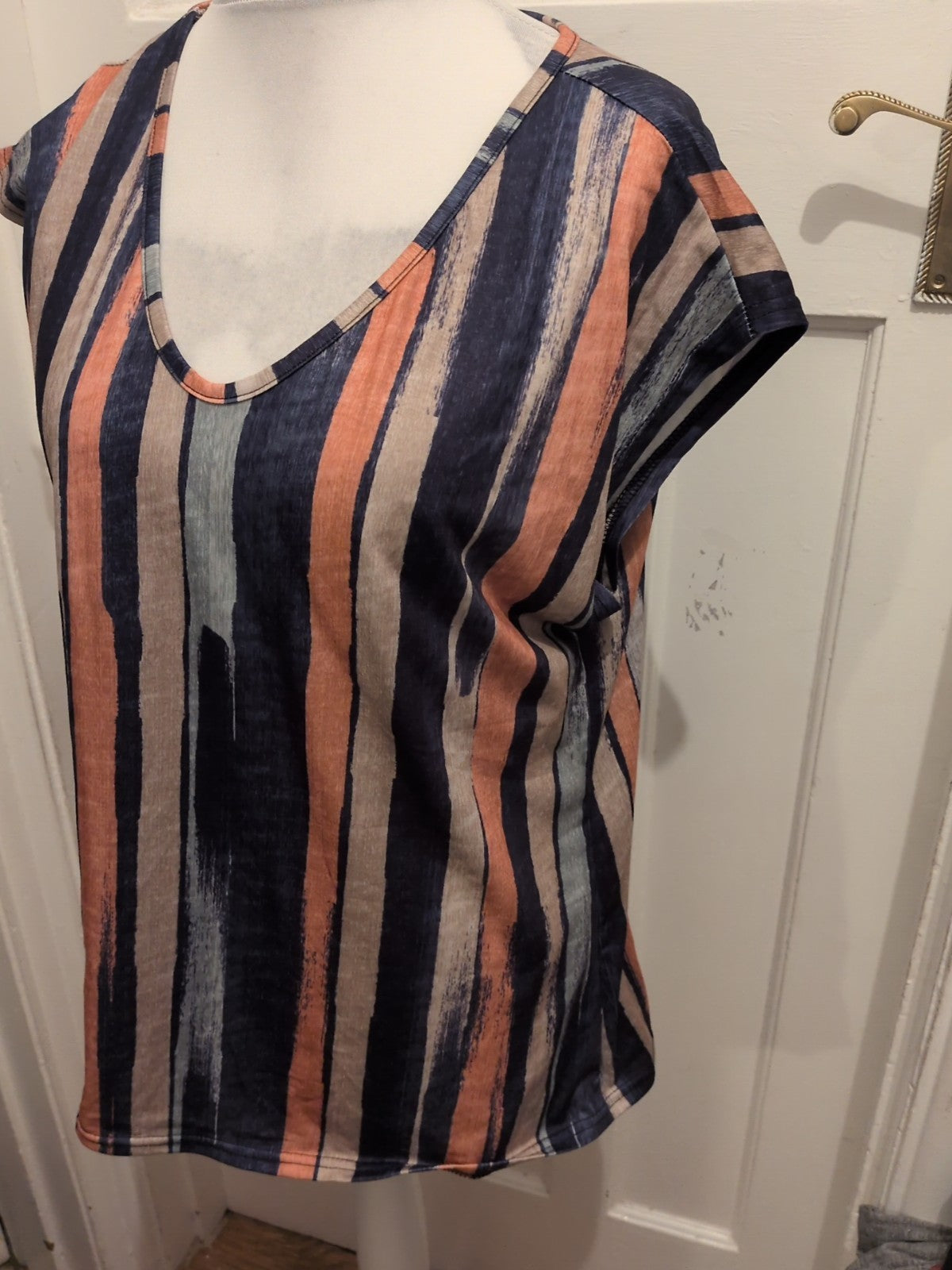 XL Multi Stripe Abstract Sleeveless Blouse