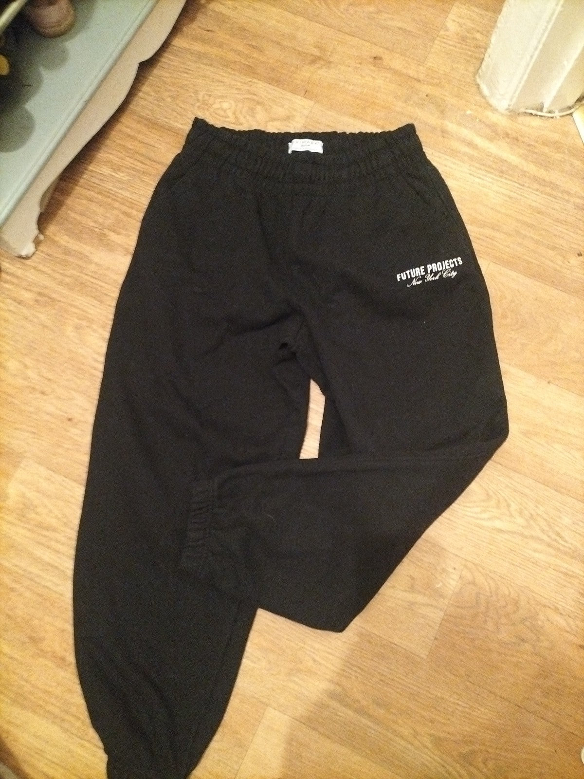 Mens Primark Size M  Black Print Elasticated Joggers