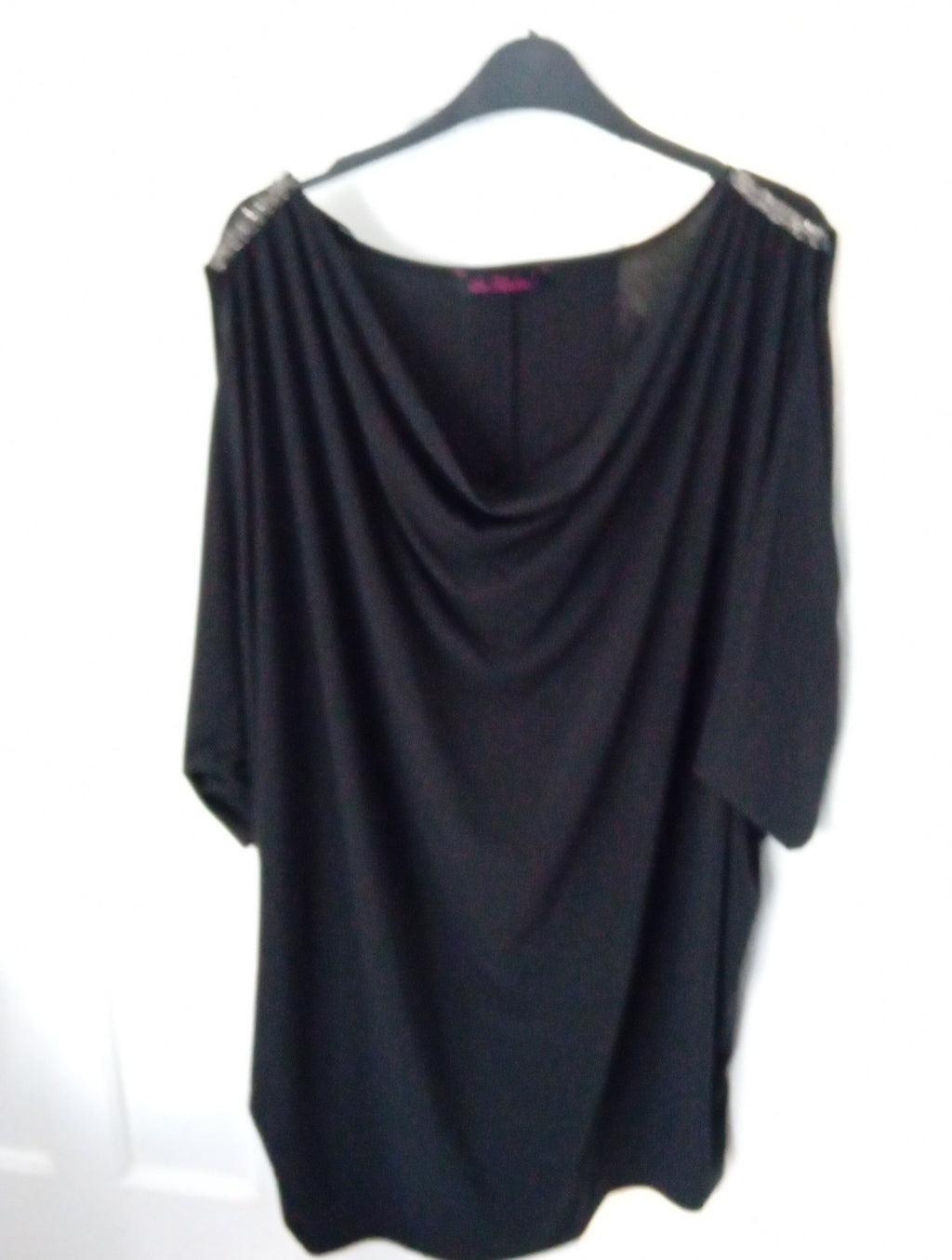 Ladies So Fabulous Black Cold Shoulder Top With Sequin Detail Size 28