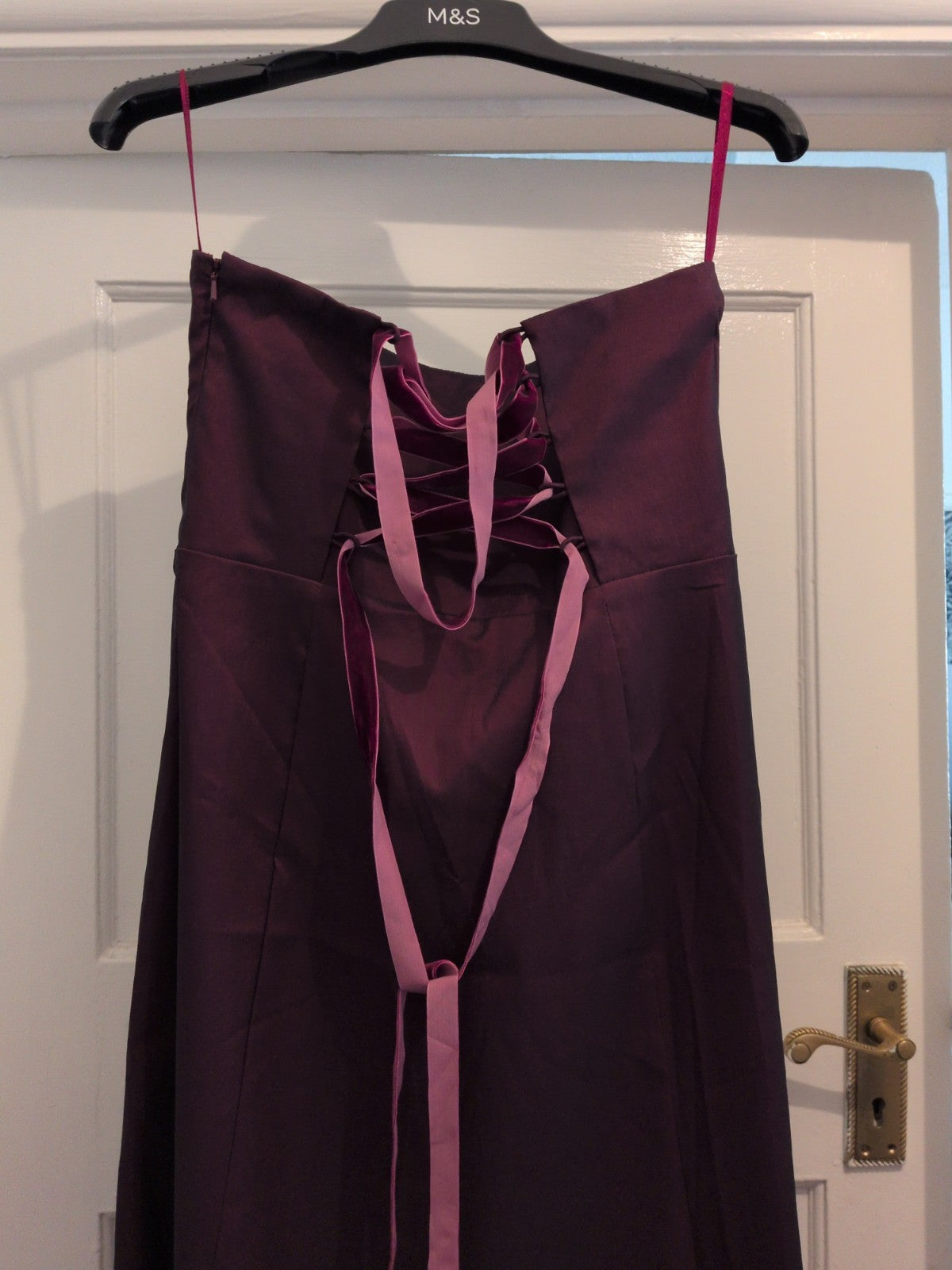 Mexx 14 Deep Purple Sleeveless Strapless Dress With Corset Style Tie Back
