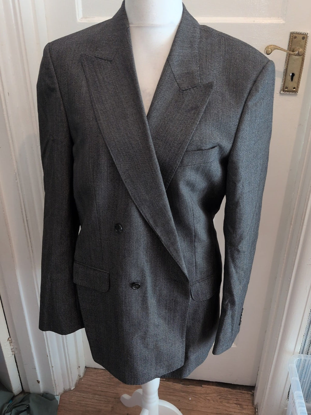 St Michael 42L Grey Lined Blazer Suit Jacket