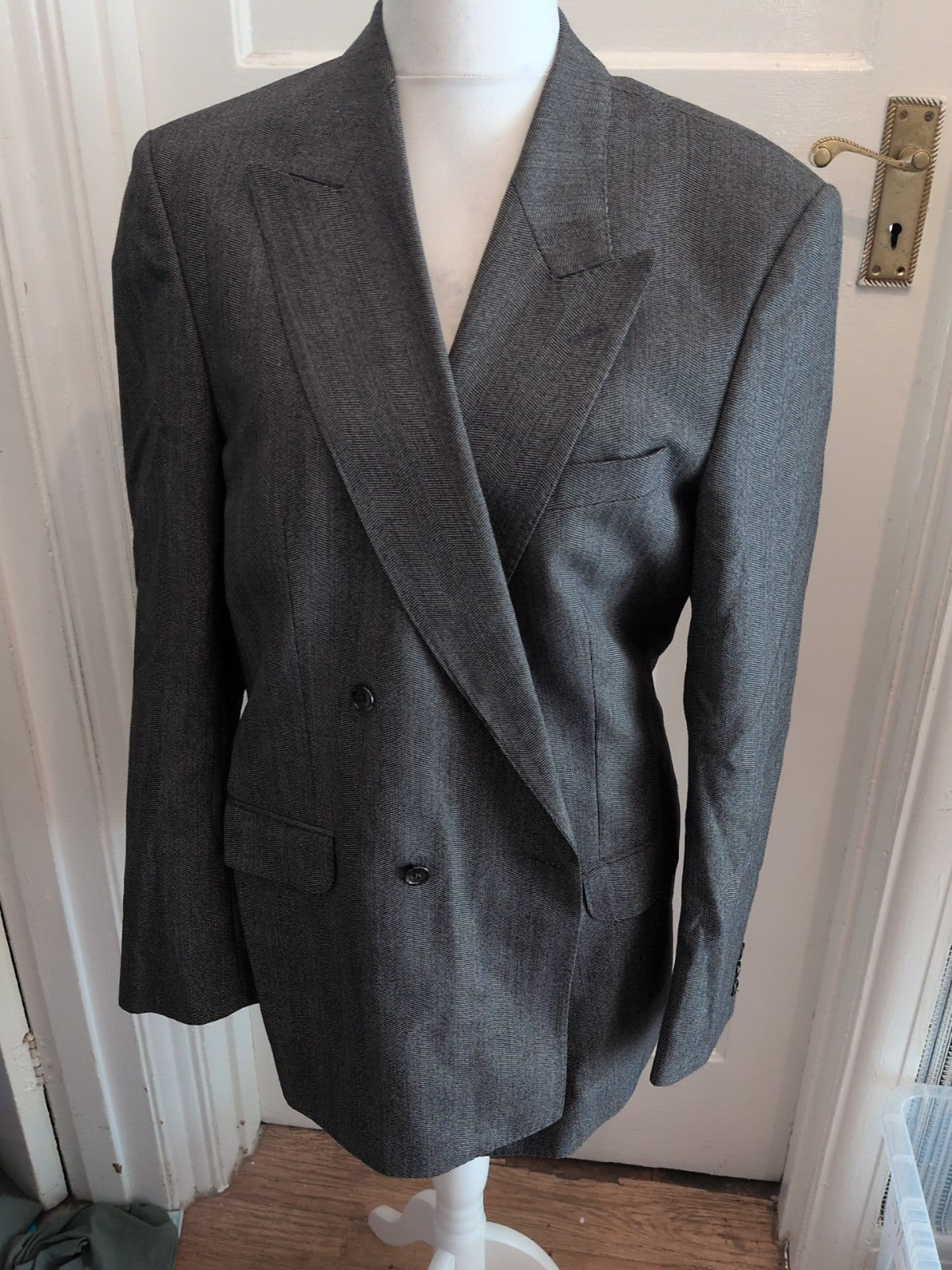St Michael 42L Grey Lined Blazer Suit Jacket
