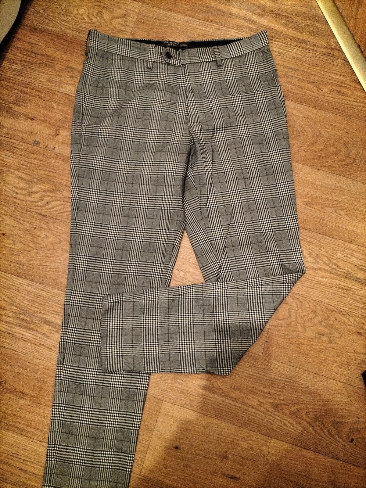 Mens Primark Grey Chrck Size 32x32R Slim Fit Trousers