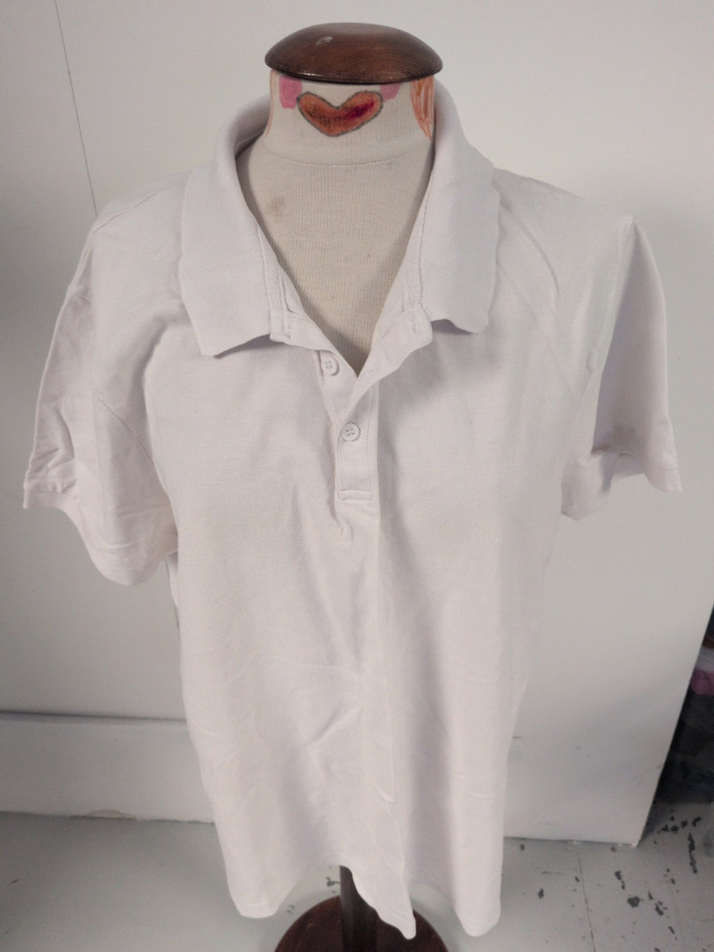 George 2XL White Plain Short Sleeve Polo