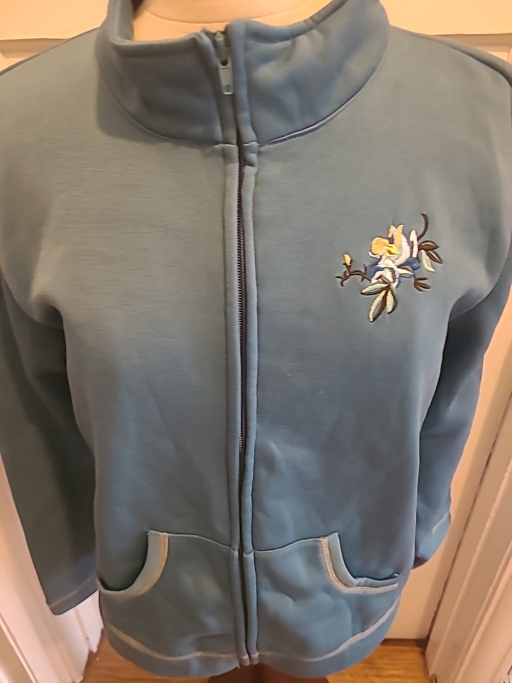 Ladies Anne De Lancay Size 14-16 Turquoise Xip Through Basic Jacket